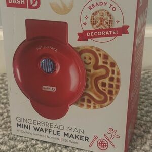Dash Red Gingerbread Man Mini Waffle Maker